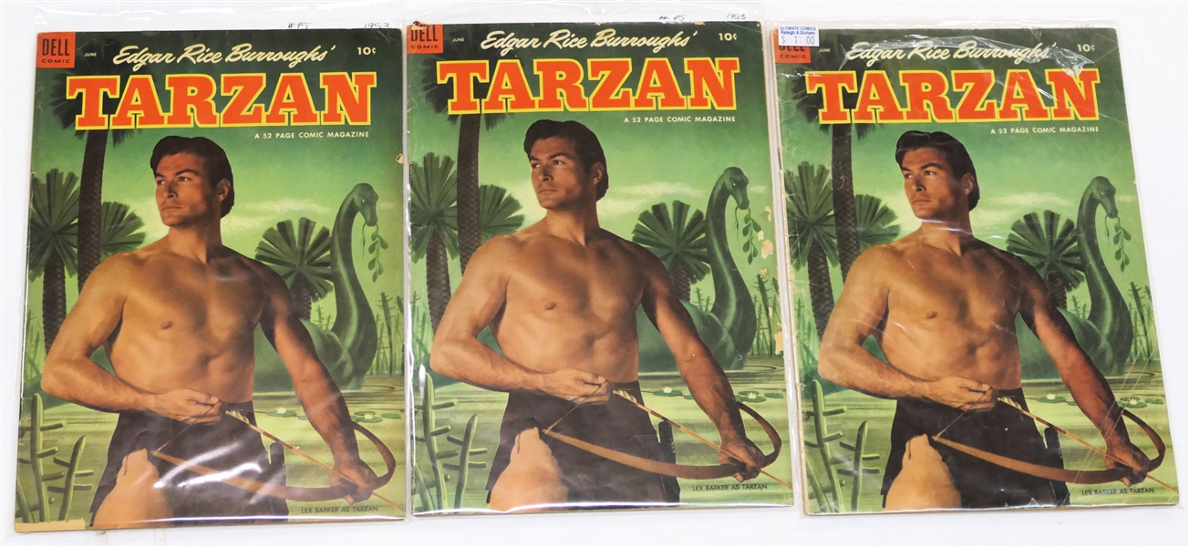 3-  Dell Comics  - Edgar Rice Burroughs Tarzan 10 Cent Comic Books  - 1953 #45