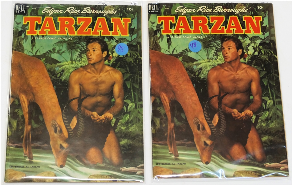  2 Dell Comics  - Edgar Rice Burroughs Tarzan 10 Cent Comic Book s 1953 #44 - 