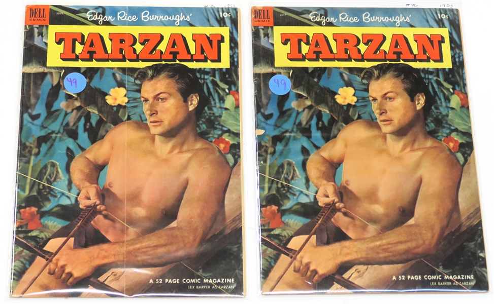 2 Dell Comics  - Edgar Rice Burroughs Tarzan 10 Cent Comic Books  - 1953 #46