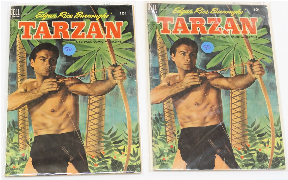 2 Dell Comics  - Edgar Rice Burroughs Tarzan 10 Cent Comic Books  - 1953 #47