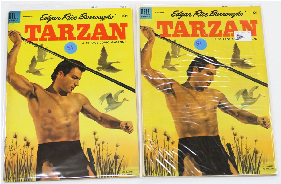 2  Dell Comics  - Edgar Rice Burroughs Tarzan 10 Cent Comic Books - 1953 #48