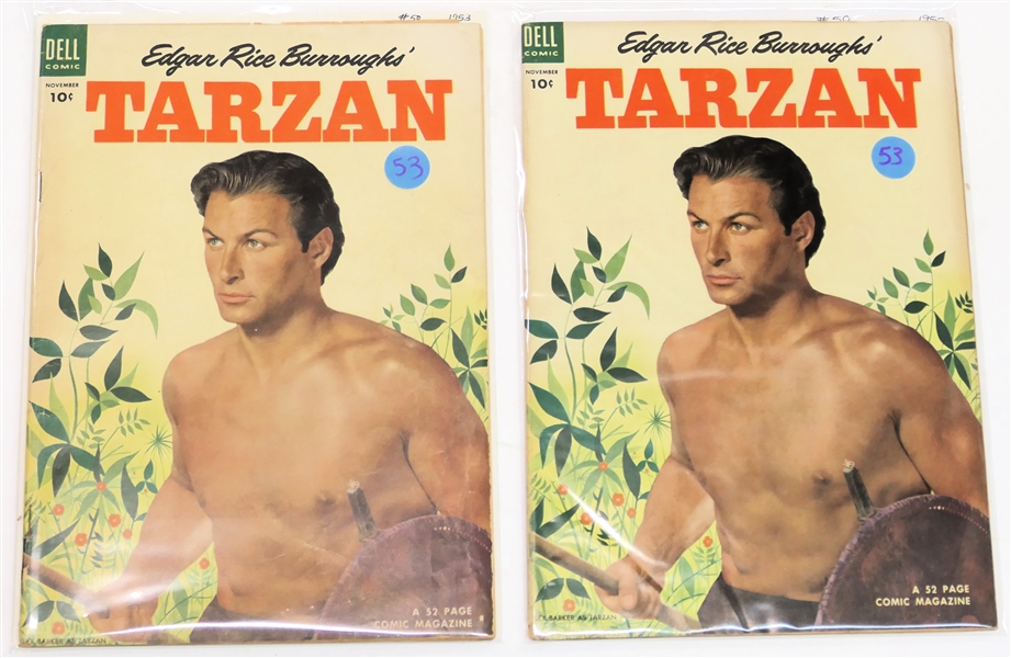 2  Dell Comics  - Edgar Rice Burroughs Tarzan 10 Cent Comic Books  - 1953 #50