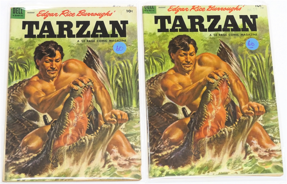 2  Dell Comics  - Edgar Rice Burroughs Tarzan 10 Cent Comic Books - 1954 #59