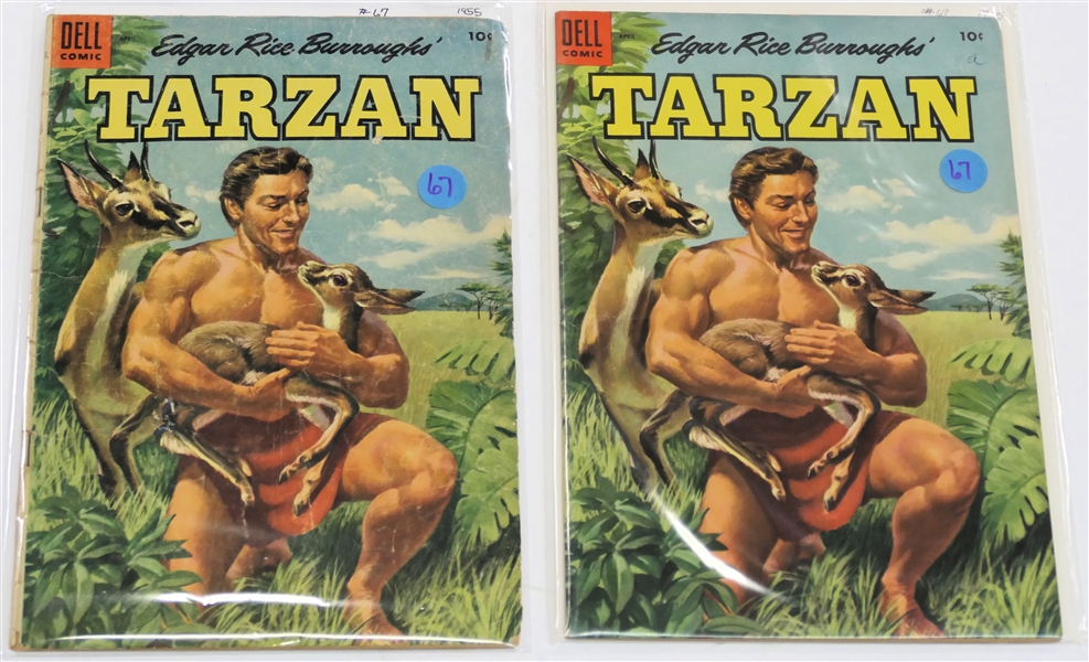  2 Dell Comics  - Edgar Rice Burroughs Tarzan 10 Cent Comic Books  - 1955 #67