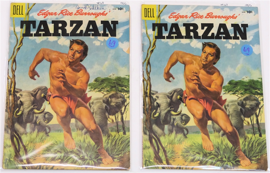  2 Dell Comics  - Edgar Rice Burroughs Tarzan 10 Cent Comic Books  - 1955 #69