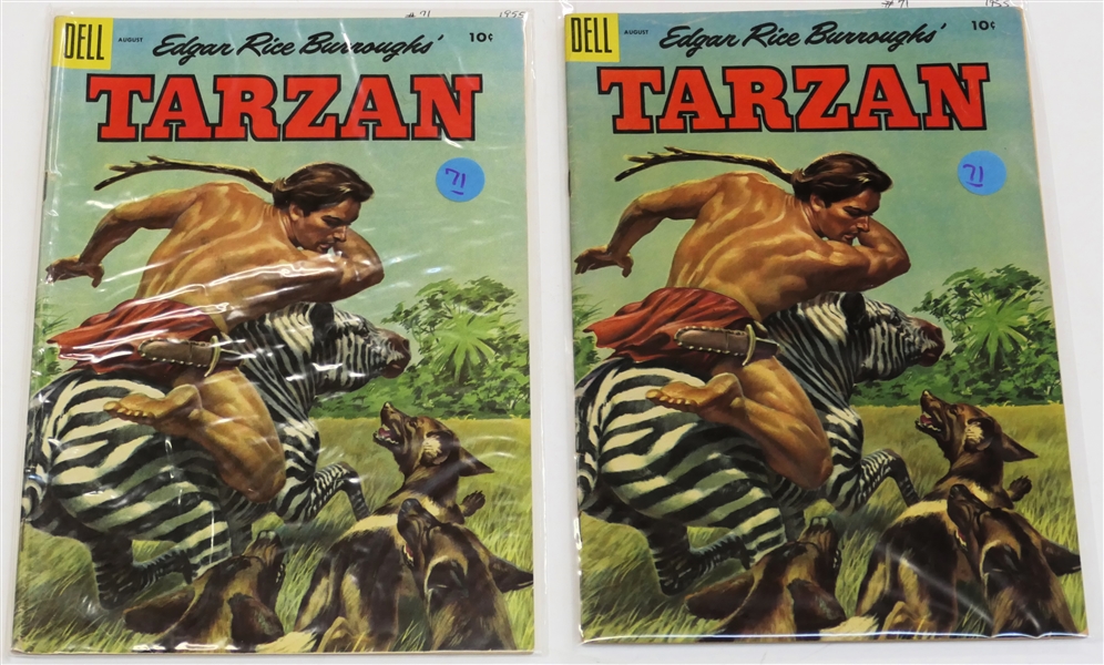  2 Dell Comics  - Edgar Rice Burroughs Tarzan 10 Cent Comic Books  - 1955 #71