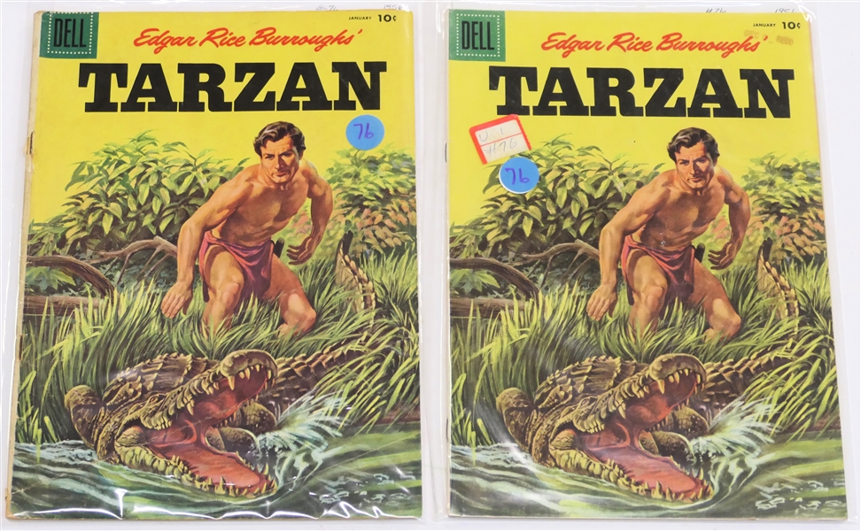  2 Dell Comics  - Edgar Rice Burroughs Tarzan 10 Cent Comic Books  - 1956 #76