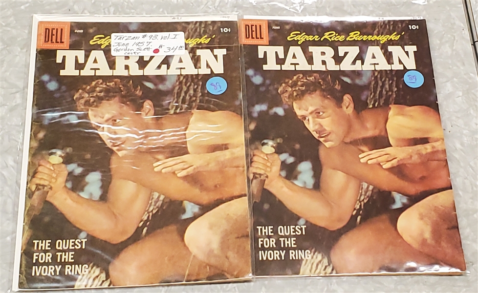  2 Dell Comics  - Edgar Rice Burroughs Tarzan 10 Cent Comic Books  - 1957 #93