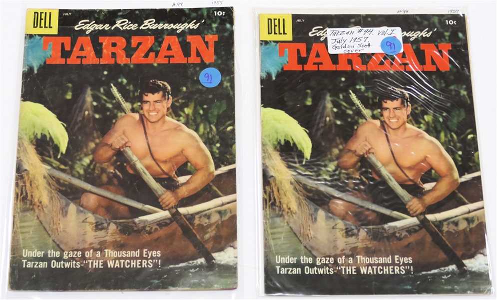  2 Dell Comics  - Edgar Rice Burroughs Tarzan 10 Cent Comic Books  1957 #94 