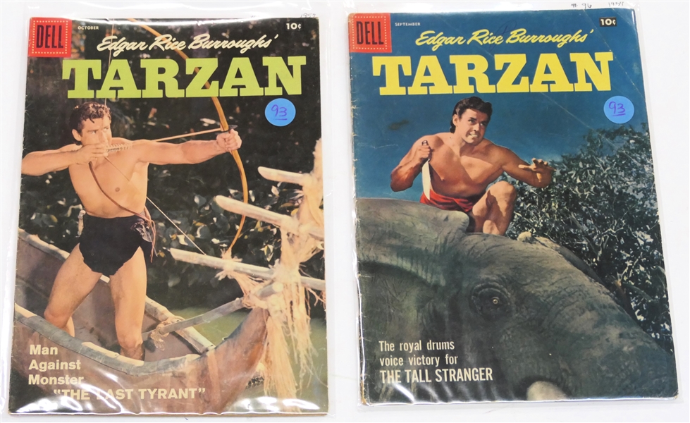  2 Dell Comics  - Edgar Rice Burroughs Tarzan 10 Cent Comic Books  - 1957 #96 and #97