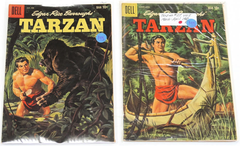  2 Dell Comics  - Edgar Rice Burroughs Tarzan- Still 10 Cent Comic Books  - 160 #116 and #117