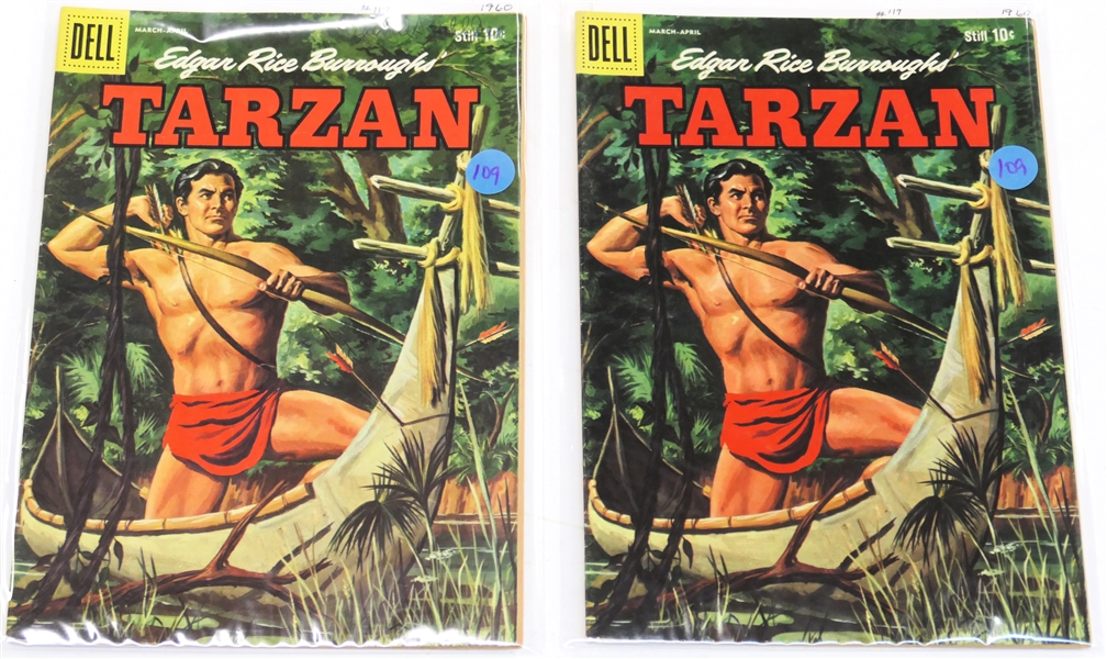  2 Dell Comics  - Edgar Rice Burroughs Tarzan- Still 10 Cent Comic Books  - 1960 #117