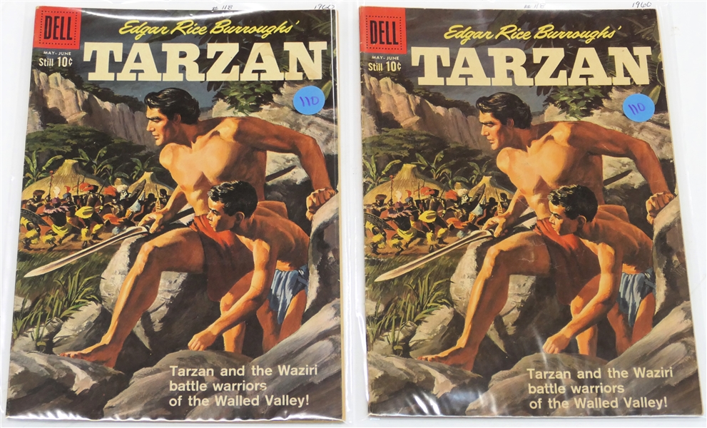  2 Dell Comics  - Edgar Rice Burroughs Tarzan- Still 10 Cent Comic Books  - 1960 #118