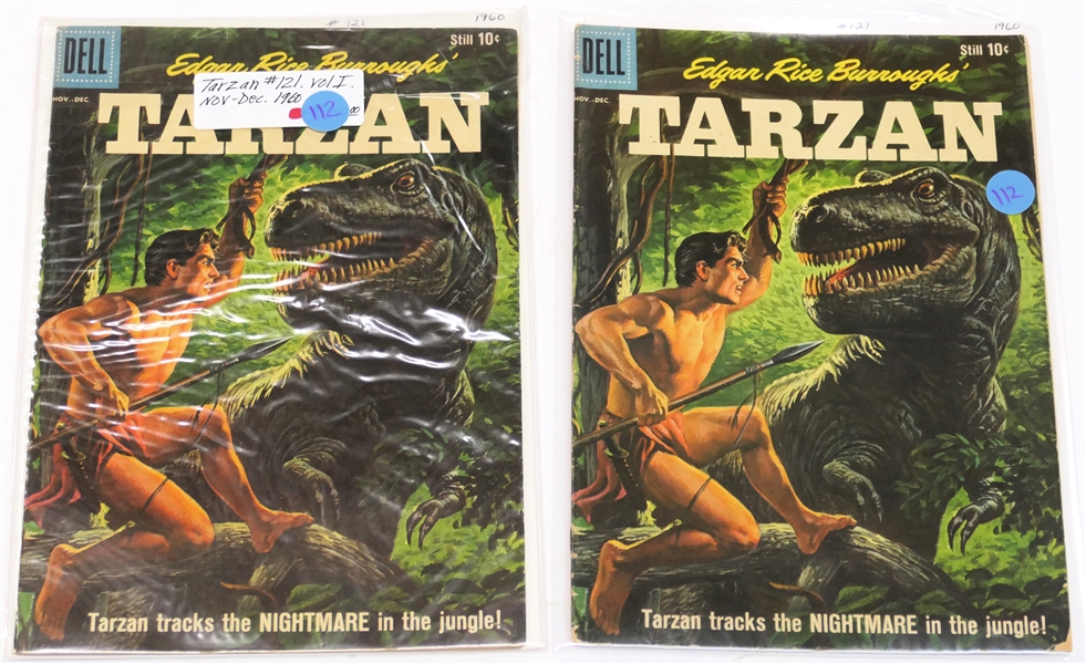  2 Dell Comics  - Edgar Rice Burroughs Tarzan- Still 10 Cent Comic Books  - 1960 #121