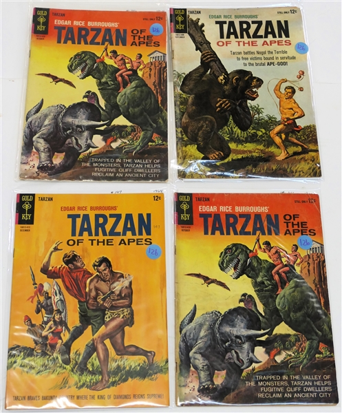 4 Gold Key - Edgar Rice Burroughs "Tarzan of the Apes" - Still Only 12 Cents Comic Books - 1964 #145, #146, #146, and #147