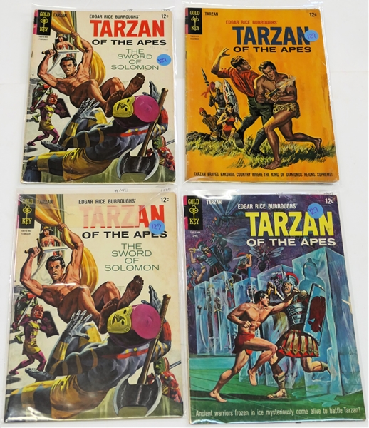 4 Gold Key - Edgar Rice Burroughs "Tarzan of the Apes" - 12 Cent Comic Books - 1964 #147, 1965 #148, #148, and #149