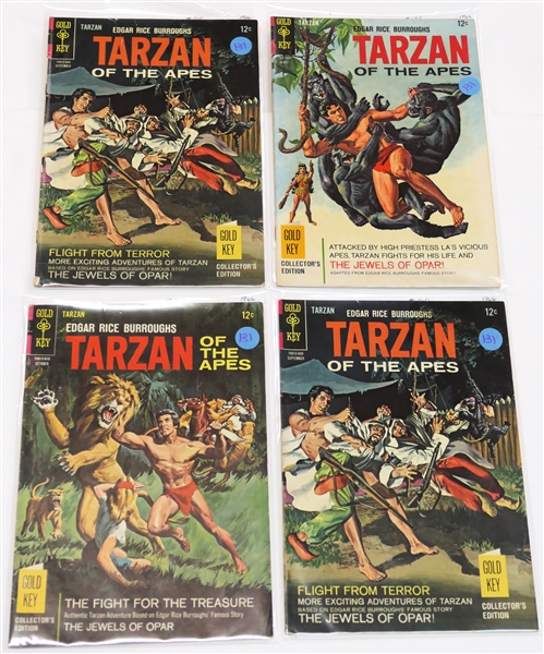 4 Gold Key - Edgar Rice Burroughs "Tarzan of the Apes" - 12 Cent Comic Books -1966 #159, #160, #160, and #161