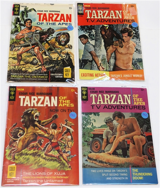 4 Gold Key - Edgar Rice Burroughs "Tarzan of the Apes" - 12 Cent Comic Books -1967 #162, #163, #164, and #165