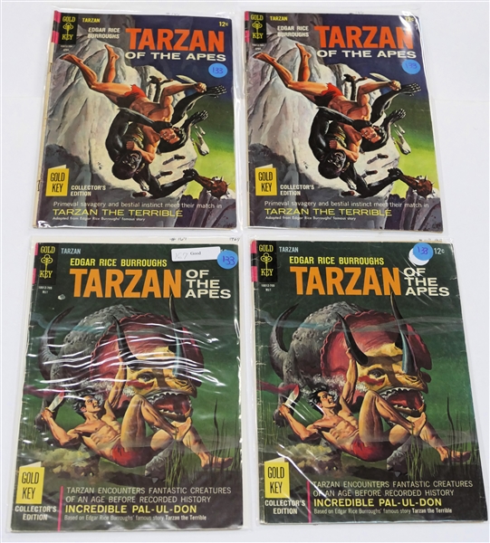 4 Gold Key - Edgar Rice Burroughs "Tarzan of the Apes" - 12 Cent Comic Books - 1967 #166, #166, #167, and #167