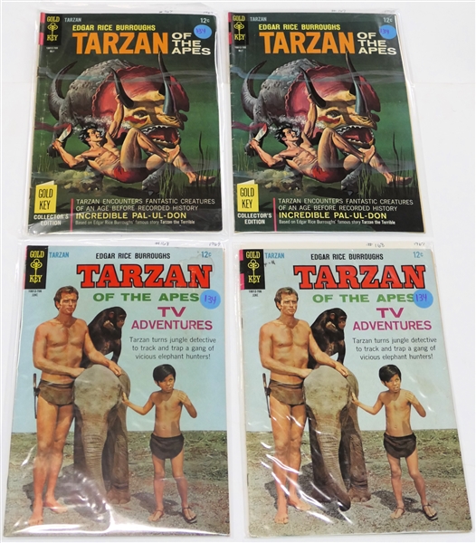 4 Gold Key - Edgar Rice Burroughs "Tarzan of the Apes" - 12 Cent Comic Books -1967 #167, #167, #168, and  #168