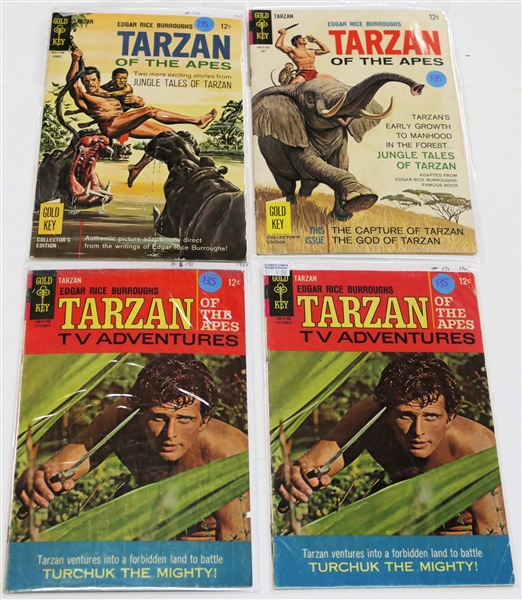 4 Gold Key - Edgar Rice Burroughs "Tarzan of the Apes" - 12 Cent Comic Books - 1967 #169, #170, #171, #171