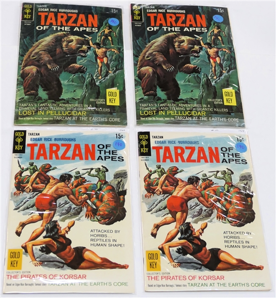 4 Gold Key - Edgar Rice Burroughs "Tarzan of the Apes" - 15 Cent Comic Books - 1968 #180, #180, #181, and #181