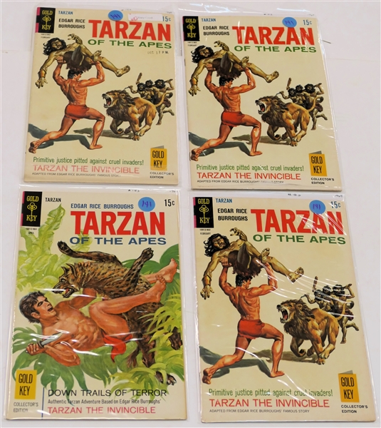 4 Gold Key - Edgar Rice Burroughs "Tarzan of the Apes" - 15 Cent Comic Books - 1969 #182, #182, #182, and #183