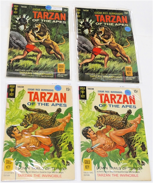 4 Gold Key - Edgar Rice Burroughs "Tarzan of the Apes" - 15 Cent Comic Books -1969 #183, #183, #184, and #184