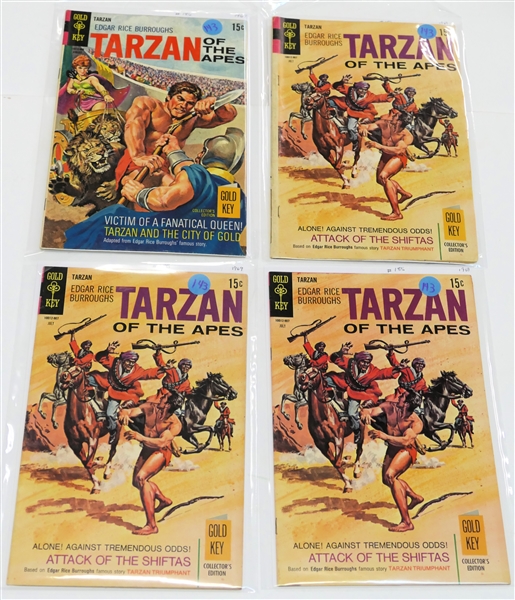 4 Gold Key - Edgar Rice Burroughs "Tarzan of the Apes" - 15 Cent Comic Books -1969 #185, #185, #185, and #186