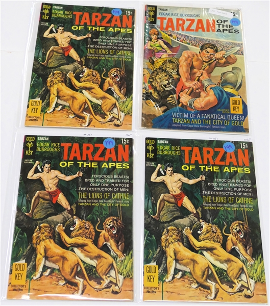 4 Gold Key - Edgar Rice Burroughs "Tarzan of the Apes" - 15 Cent Comic Books -1969 #186, #186, #186, and #187