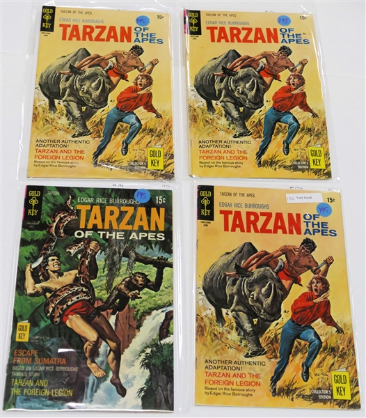 4 Gold Key - Edgar Rice Burroughs "Tarzan of the Apes" - 15 Cent Comic Books - 1970 #192, #192, #192, and #193