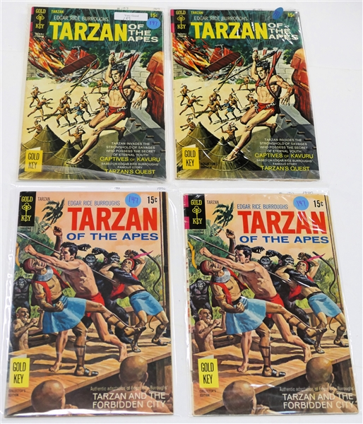 4 Gold Key - Edgar Rice Burroughs "Tarzan of the Apes" - 15 Cent Comic Books - 1969 #189 and #189 and 1970 #190 and #190