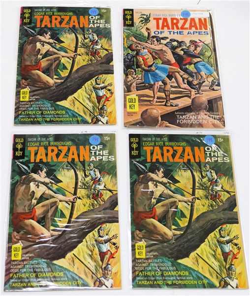 4 Gold Key - Edgar Rice Burroughs "Tarzan of the Apes" - 15 Cent Comic Books -1970 #190, #191, #191, and #191