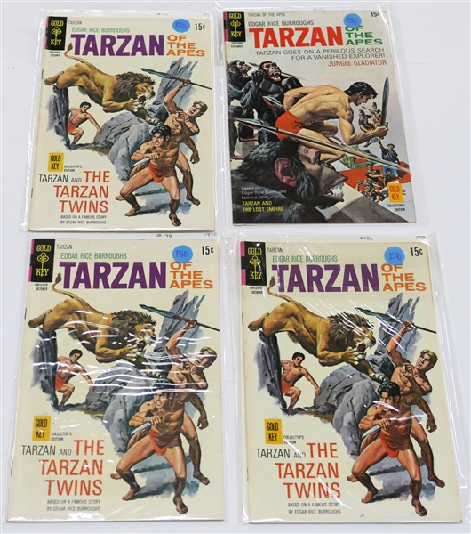 4 Gold Key - Edgar Rice Burroughs "Tarzan of the Apes" - 15 Cent Comic Books -1970 #195, #196, #196, and #196