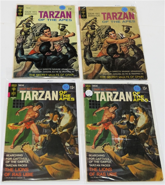 4 Gold Key - Edgar Rice Burroughs "Tarzan of the Apes" - 15 Cent Comic Books -1971 #200, #200, #201, and #201