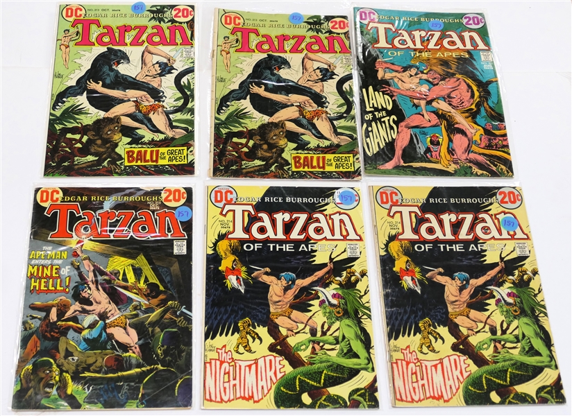 6 DC Comics "Edgar Rice Burroughs "Tarzan of the Apes" - and 20 Cent Comic Books - #211, #213, #213, #214, #214, and #215