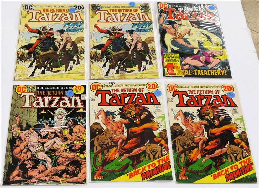 6 DC Comics "Edgar Rice Burroughs "Tarzan of the Apes" - 20 Cent Comic Books - #219, #220, #220, #221, #221, and #222