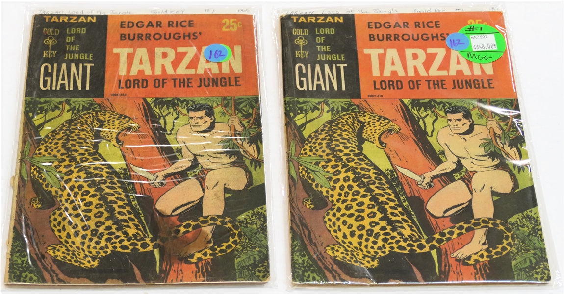 2 Gold Key Edgar Rice Burroughs "Tarzan Lord of the Jungle" 1965 Number 1 Comic Books