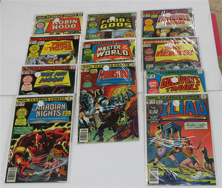 11 - Marvel  Classics Comics From the Late 70s - "Arabian Nights" "The First Men in the Moon" "The Prince and the Pauper" "Robin Hood" and Others 