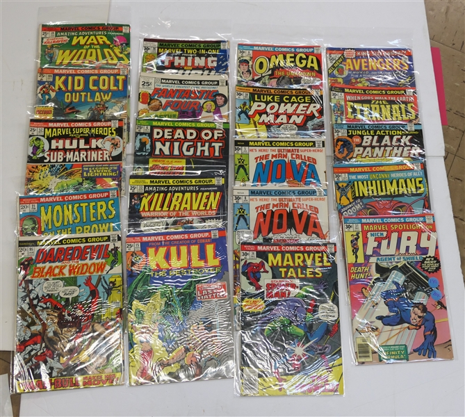 Mixed Lot of 20 Comics including "Omega" "Power Man" "Black Panther" "Nick Fury" "Kull" "Marvel Tales" "Hulk" "Kid Colt" 