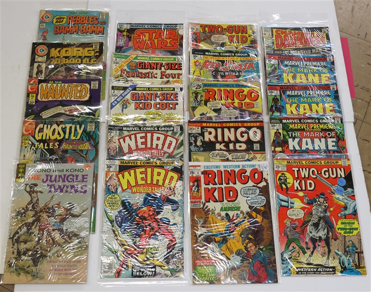 Mixed Lot of 20 Comics including "Two Gun Kid" "Ringo Kid" "The Mark of Kane" "Chamber of Darkness" "Red Sonja" "Weird Wonder Tales" 