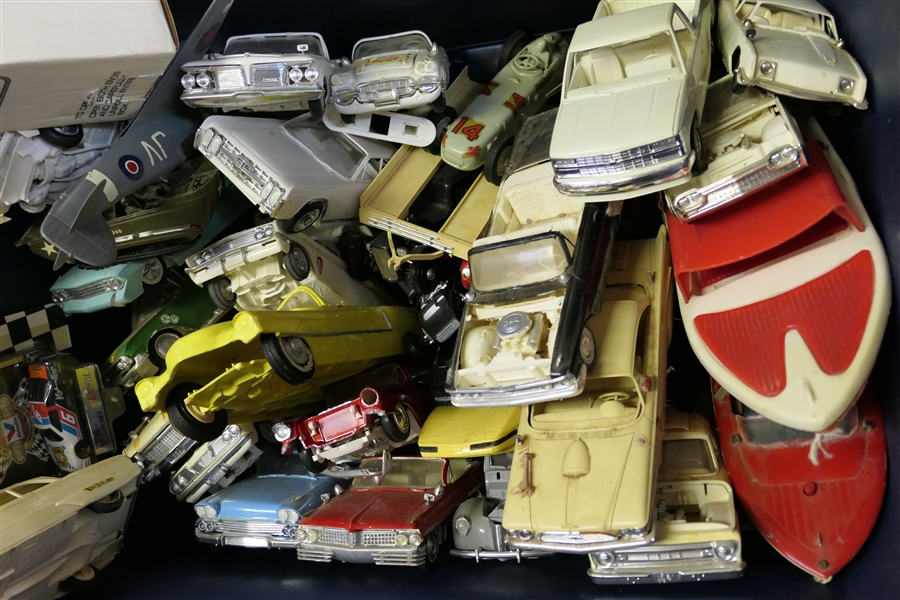 Box Full of Promo Cars, Die Cast Cars, and Model Cars - Various Makers and Models