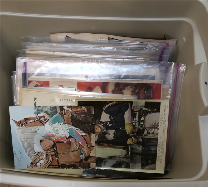 Plastic Storage Tote Full of Magazine Advertisements and Pages - Advertising Cars, Beer & Wine, Etc.