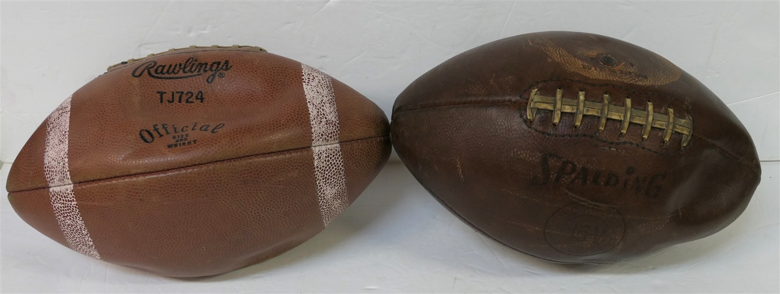 2 Vintage Foot Balls - Rawlings TJ724 and Spalding J5-V