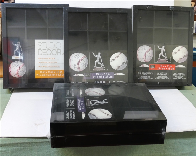 4 Baseball Display Cases - New in Plastic