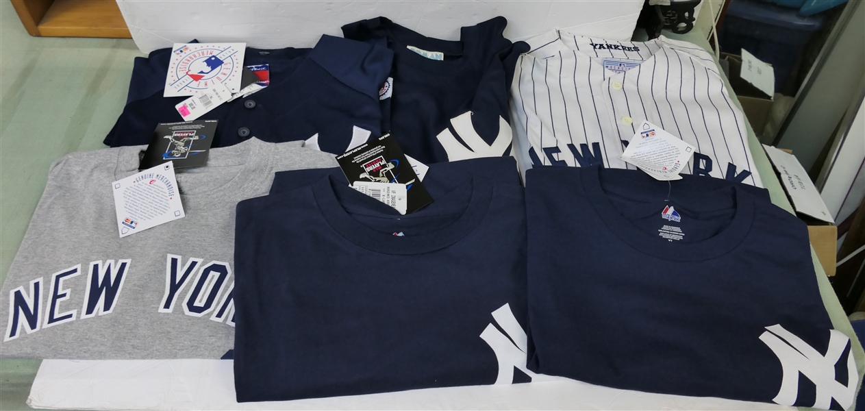 6 New York Yankees T Shirt and Jerseys - New Old Stock - 2 Jerseys and 4 T Shirts - All Size XL 