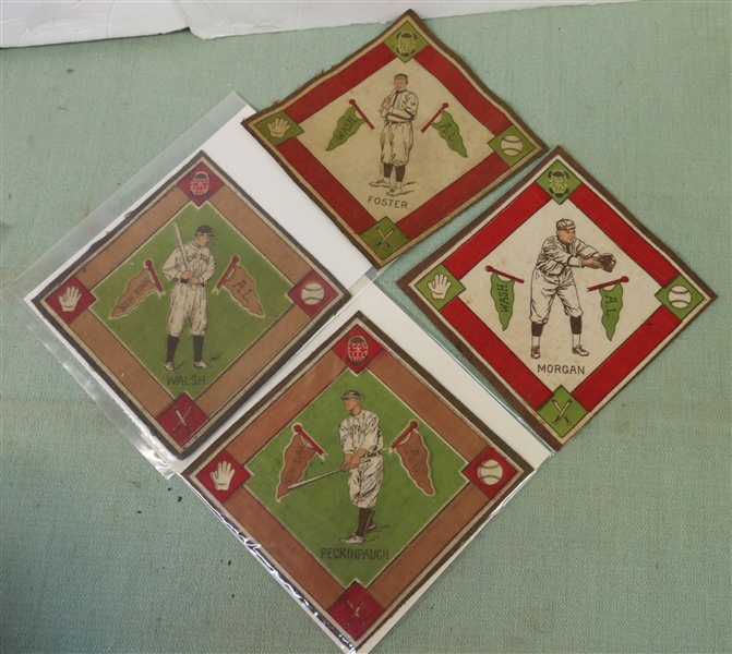 4 - 1910s Baseball Tobacco Felts - New York - Peckinpaugh, New York - Walsh, WASH.- Morgan, and WASH. - Foster