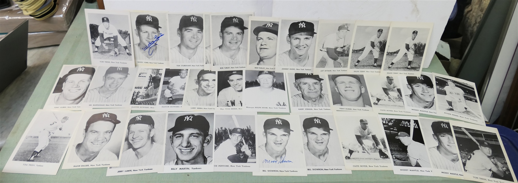 Large Collection of Jay Publishing - New York Yankees - Promotional Baseball Photos - Whitey Ford and Bill "Moose" Skowron Autographed