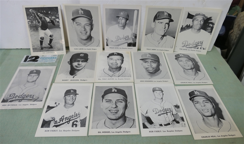 Collection of Jay Publishing Los Angeles Dodgers Promotional Pictures including 1 1961 Full Set in Unopened Package and Baseball Team Transfer 