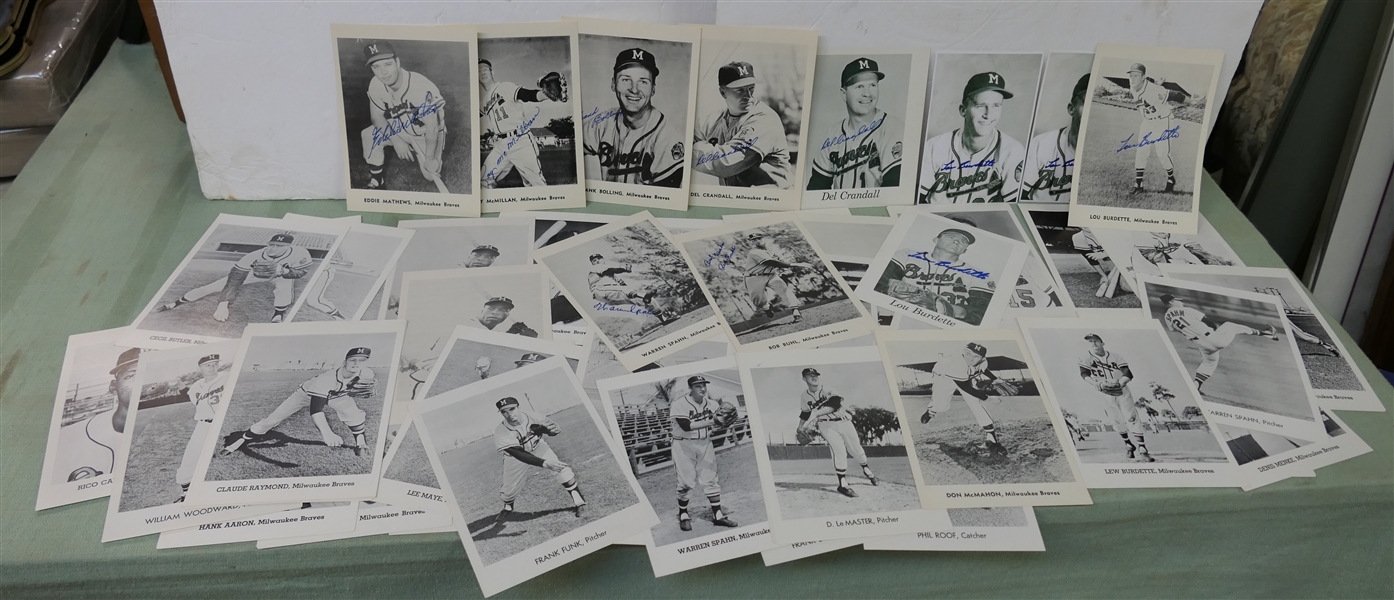 Collection of Jay Publishing Milwaukee Braves Promotional Photos  and  Black and White Photos - Some Are Signed 